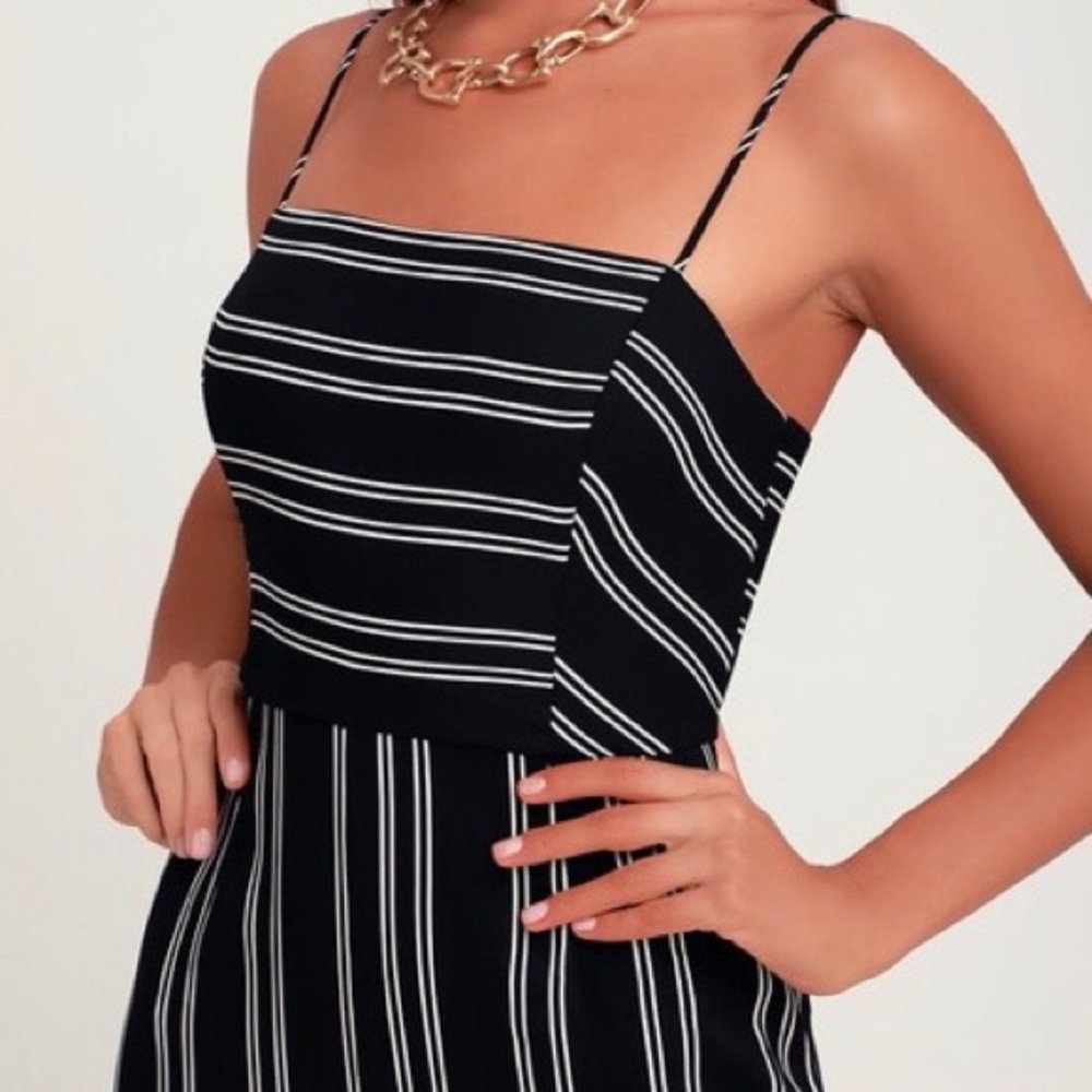 Black and white stripped jumpsuit